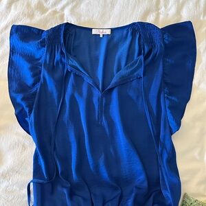 Parker Women's Blue Flutter Sleeve Dress